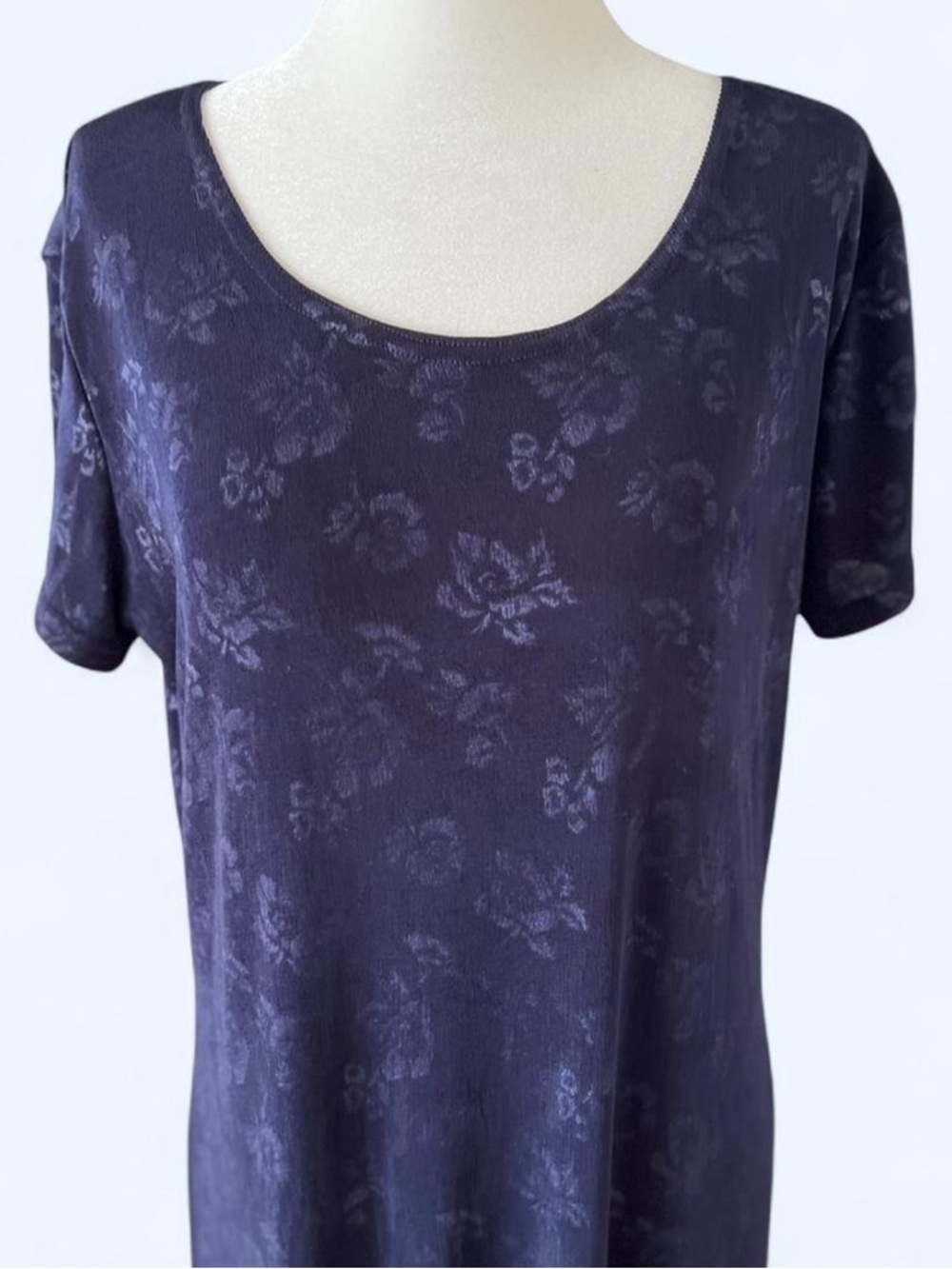 90s Pariscope Navy Floral Maxi Dress Boho Gothic Whimsigoth Size Large